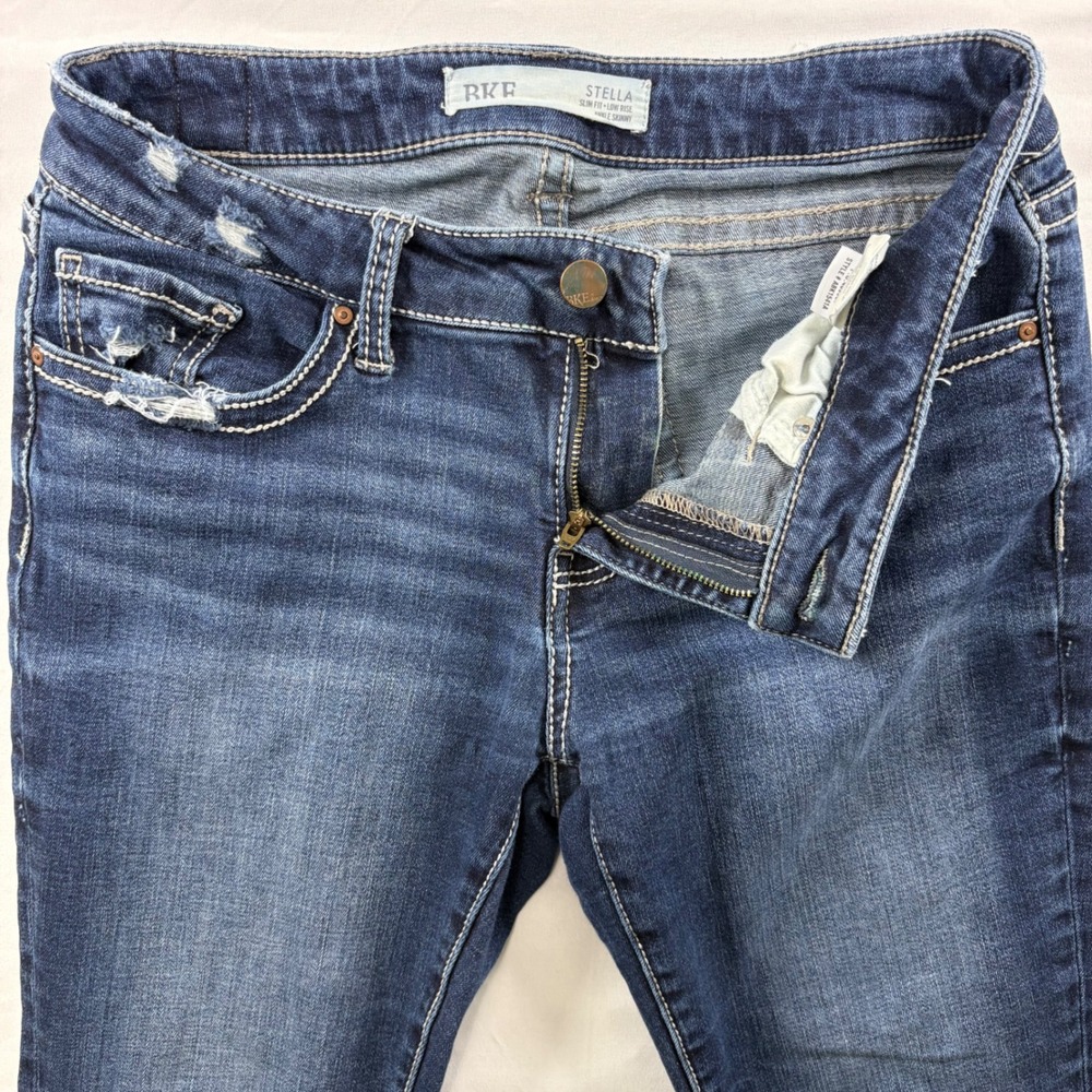 BKE Stella Ankle Skinny Jeans Womens 30 Dark Wash Low Rise Distressed ABK1541A - Picture 2 of 12